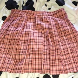 Pink plaid skirt
